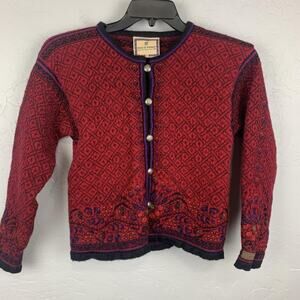 Dale of Norway Crimson and Navy Cardigan